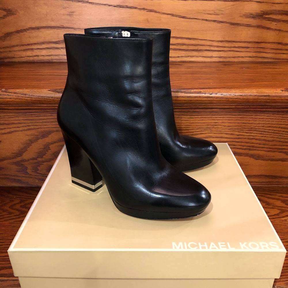 Michael Kors Black Leather Booties